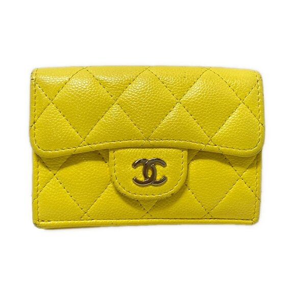 CHANEL Matelasse - Yellow Calfskin Trifold Wallet Gold hardware 671-081325 - Picture 1 of 10